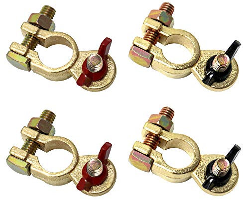 QWORK® Terminali Morsetti di Batteria, Connettori di Batteria con Dado ad Ala per automobile Motocicletta, 12V/24V, 2 Paio