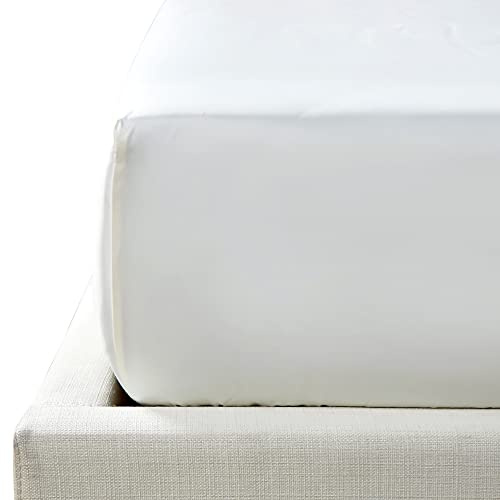 NTBAY 500TC Egyptian Cotton Single Fitted Sheet, Deep 12 / 30cm, White | 500 Thread Count Sateen, Soft Cozy and Breathable Bed Sheet, 12 / 30cm Deep Pocket, Full Elastic All Around, Easy Care