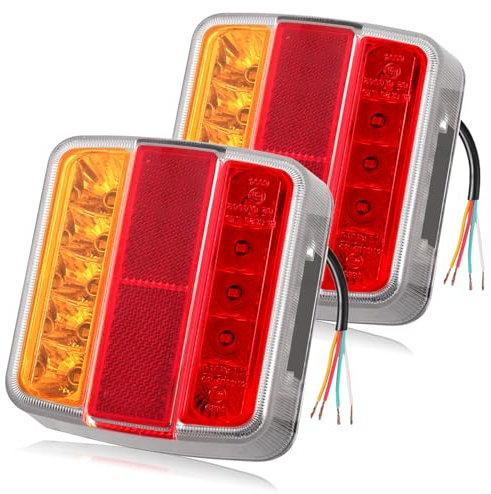 Luces Traseras para Remolque 18 LED 12V Lámpara Trasera para Camión Ámbar Piloto Remolque Homologado E11 Indicador de Freno Impermeable IP65 para Remolque Camión Caravana 2 Piezas