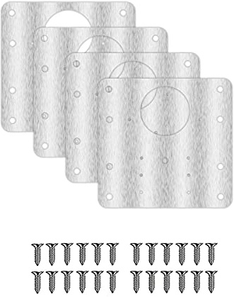 Tiardey 4 PCS Größere Schrankscharnierbasis Edelstahl Reparaturplatten Kit, Scharniere verstärken Reparaturplatten Kit zum Schutz der Holzküchenschranktür