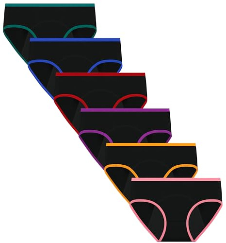 Nalwort Teen Girls Period Underwear Menstrual Period Panties Leak-Proof Cotton Protective Briefs Pack of 6 (US, Age, 14 Years, 16 Years, Multicolor-3)