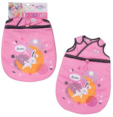 BABY born 832479 Schlafsack - Puppenschlafsack rosa grau mit Klettverschluss an den Trägern, für 36cm und 43 cm große Puppen geeignet