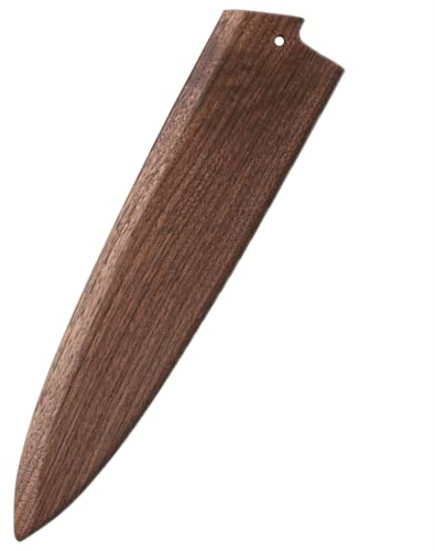 Aibote Handgjord naturlig svart valnötsträ japansk gyuto kockknivar mantel magnetisk kniv fodral hållare skydd träskydd (23 cm, svart valnöt rak ingång)