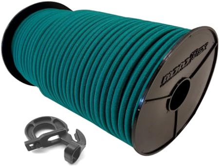 10mm 40m Expanderseil Gummiseil + 10 Easyfix Haken mit PE Mantel Gummileine Planenseil Seil Plane in Grün