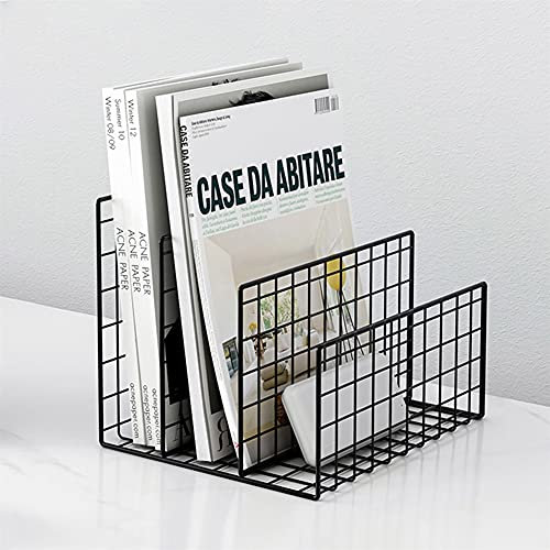 TOMYEUS Stehsammler File Holder Desk Organizer Rack Robuste Metall Storage Magazine Buch Sortierer Organizer Bücherregal for Büro Home Decoration Gold und Schwarz Zeitschriftensammler (Size : E)