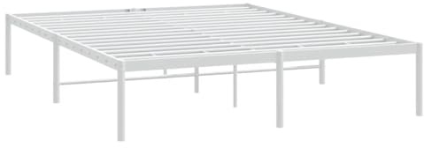vidaXL Sängram metall vit 140x200 cm, säng, metallsäng, metall sängram, sängar, metallsängar, metall sängramar, gästsäng, gästsängar, enkelsäng