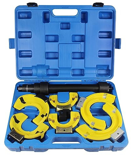 TradeINArt Macpherson Strut Spring Compressor Kit Interchangeable Fork Strut Coil Extractor Tool Set with Safety Guard and Carrying Case