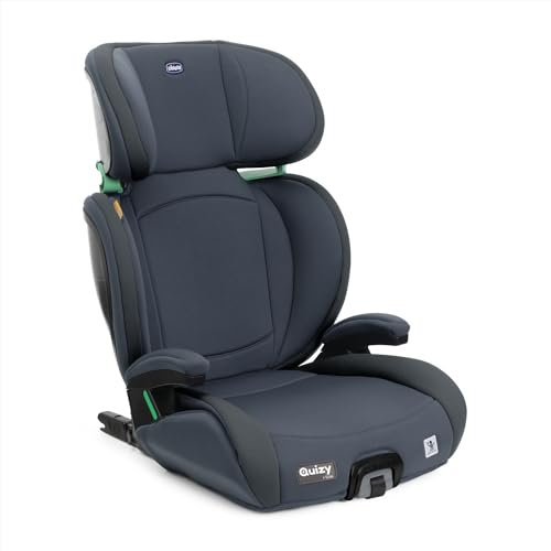Chicco Quizy i-Size, Seggiolino Auto 3-12 Anni (100-150 cm), Peso 15-36 kg, Con Sistema Isofix, Regolabile in Altezza, con Braccioli Imbottiti e Seduta Confortevole, Gruppo 2/3, Blu