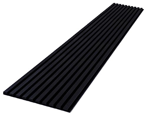 Wohnartig | Wandverkleidung | Lamellenverkleidung | Akustikpaneel | Wandpaneele auf filz | Akustikfilz | Lamellenwand | Lamellen dekor | Schwarz | 270cm Hoch | 45cm Breit |