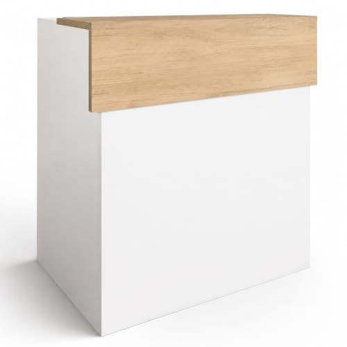 OFILIKE. Mostrador de Recepción Osiris Basic para Oficina, Tienda y Clínica, Mostrador Comercial Moderno (80cm Ancho, Roble)