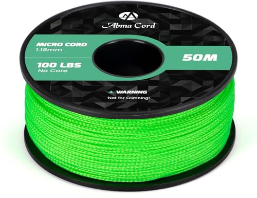 Abma Cord Micro Cord 1,18 mm Paracord 50M Micro Schnur Polyester Micro Seil | Max 45kg (100lbs), Polyester, Basteln, Armbänder, Schlüsselanhänger, Angeln