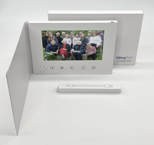 Talking Print TA01 IPS-Videobroschüre, 17,8 cm (7 Zoll), A5, weiche Rückseite, hochladen, HD-Bildschirm, 4 GB Speicher, TALKIES7IPS