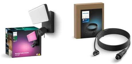 Philips Hue Secure Outdoor Flutlicht mit integrierter 1080p Smart Home Sicherheitskamera & Secure 5-Meter-Outdoor-Kabel