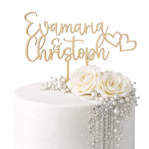 Birdart Box® Cake Topper personalisiert - Tortenstecker mit Namen aus Holz (Natur Holz, Namenstecker)