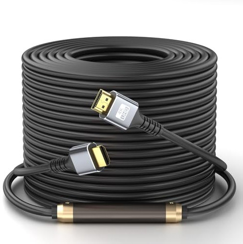 looyotul 4K Câble HDMI 25M Haute Vitesse HDMI 2.0 Câble 4K@60Hz 18gbps Plaqué or Connecteur 3D ARC Câble HDMI Ethernet Pour Moniteur HDTV Ordinateur Portable Roku TV Xbox PS4 PS5(Argent)