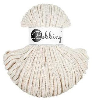 Premium Baumwoll-Flechtschnur - 5mm x 50m - Vielseitige Makramee-Kordel für Stricken, Weben, DIY-Basteln und Heimdekoration - Hochwertige Bunte Bastelschnur - Golden Natural