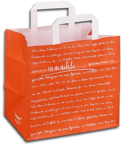 Konditortragetaschen mmmhh, Papiertüten, Orange/Weiß, 260 + 170 x 250 mm, 250 Stück