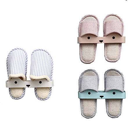 Schuhregal, Kunststoff, Hausschuhe, Handtuchhalter, Regal, Stoffaufbewahrung, Wandaufhängung, frei perforiert, für Badezimmer, Toilette, Küche, Toilette (Farbe: 3 Stück, Größe: 24,6 x 2 cm) Happy (3