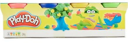 Coffret pour Play doh - Lot de 4 Pots de Pate a Modeler 224 g - Couleurs Jaune, Rouge, Vert, Bleu - Set Loisirs créatif Enfant et Une Carte