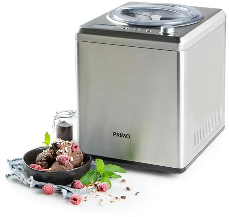 PRIMO PR408IM Sorbetière - Machine à glace - Auto-congelante - Avec Compresseur - 2L - Argent
