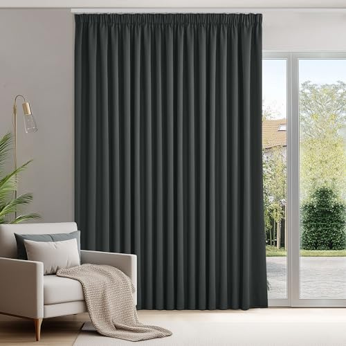 Deconovo Cortinas Opacas Térmicas, 1 Pieza, 200x245 cm, Gris Oscuro
