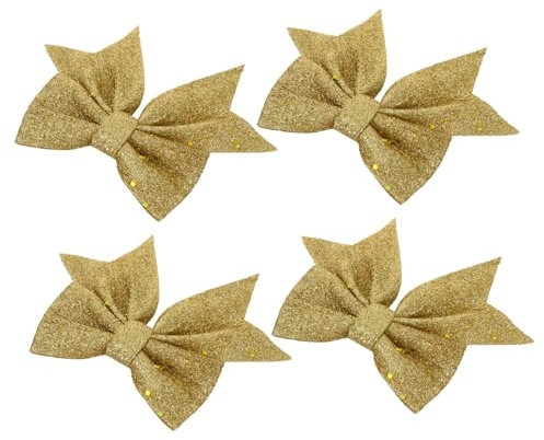 DECHOUS 4stücke Teiliges Goldpulver DIY Schleifen Weihnachtsbaum Deko Glänzend Handlich Zum Aufhängen Vielseitige Festtagsdekoration Für Baum Kränze Und Geschenkverpackungen