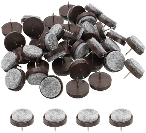 PATIKIL Feltrini rotondi in feltro da 28 mm, con chiodi, resistenti, per mobili, sedie, divani, tavoli, gambe in legno, 40 pezzi, colore: marrone