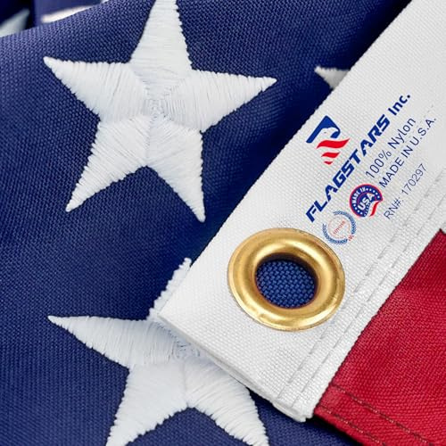 Bandera estadounidense resistente de 2.5 x 4 pies para exteriores, resistente, fabricada en Estados Unidos, banderas estadounidenses que no se decoloran para exteriores de 2.5 x 4, bandera