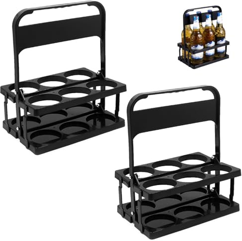 Tongboke 2 Pièces Porte Bouteille Plastique, Noir, 6 Bouteilles, Diamètre du Trou 7.8 cm, Pliable, Fixation Stable, pour Fêtes, KTV, Bars, Restaurants (27.2 × 18 × 33 cm) (Noir)