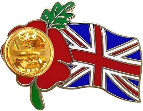 Red Poppy Union Jack Flag Pins Veteran Soldier Remembrance Day Brooch Enamel Pin Badge