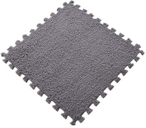 Ineinandergreifende Schaumstoff-Teppichfliesen, Teppich Wohnzimmer, 30 x 30 x 1 cm Plüsch-Puzzle-Schaum-Bodenmatte Mit Rand Teppich WohnzimmerFür Wohnzimmer/Schlafzimmer,Grau,9pcs