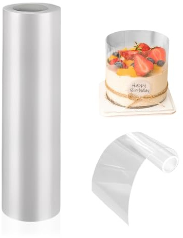 HMCEY Tortenrandfolie Wiederverwendbar 10 M X 30 CM,Tortenfolie Transparent,Folienrand Tortenring Plastik,Acetat Folie für Kuchen Plastikfolie,Tortenfolien,Tortenzubehör für Tortendeko, Crafting