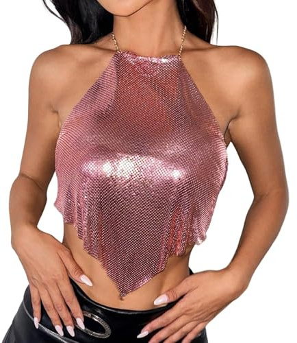 Générique Caraco Femme Dentelle Contrast Lace Trim Crop Tank Top Sexy Bretelles Spaghetti Camisole Été Streetwear Avec Brillants Paillettes Pour Soirées Haut Brillant Femme