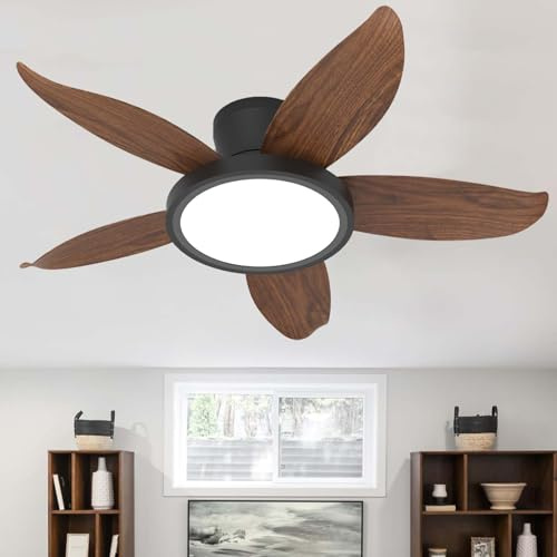 ZOMLBOF Ventilador de Techo con Luz 6 Ventilador Reversibles Atenuación Regulable Ceiling Fan with Light Silencioso Control Remoto Control APP Temporizador Comedores Dormitorios，madera de nogal-36