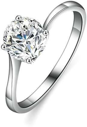 Ayoiow Freundschaftsring Damen, 1ct Laborgezüchteter Diamant Solitär Verlobungsringe Vorsteckring für Sie, Platin Größe 57 (18.1)