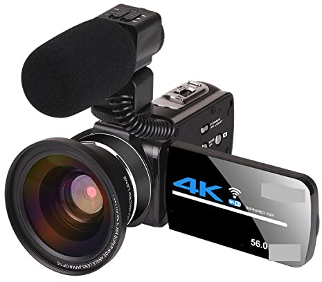 Macchina fotografica digitale, Videocamera 4K Videocamera Videocamera digitale Vlog Zoom Videocamera touch screen da 3,0 pollici Visione notturna Fotocamera Fotocamere digitali(Standard-01,Mic lens)