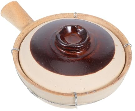 INOOMP Pentola di Terracotta Cinese da 0,5l Manico e Filo in Ferro, Resistente al Calore per Stufati, Zuppe e Riso, per Banchetti, Viaggi e Scaldavivande