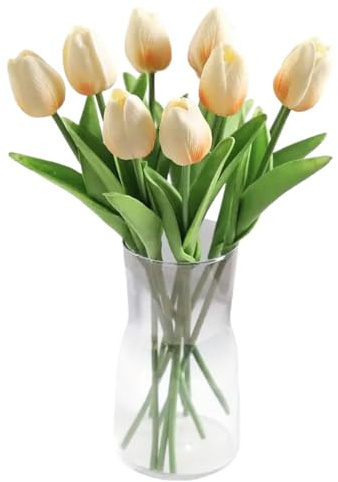 JYEGUILGS Simulation Flower PU mini Tulip, Bendable Shape, Available in Pink, red, Champagne Colors, Wedding Handheld Flower, Home Decoration, Photography Props, Fake Flower Accessories
