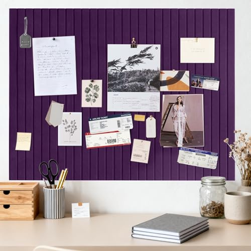 Pinnwand Groß Selbstklebend 120x90 cm, Violett Selbstklebend Pinwand | Dekorative Pinnwand aus Filz, Faltbare Fototafel, Memoboard Vision Board für Büro, Zuhause & kinderzimmer