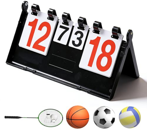 Cruscotto sportivo a 4 cifre, 38,8 x 21 x 21 cm Sportivo Tabella di punteggio a 4 cifre, cruscotto di flip, cruscotto, contatore manuale per competizione sportiva
