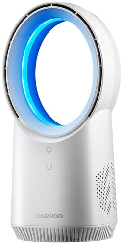 Daewoo Cordless Mini Bladeless Desk Fan, USB-C Rechargeable Table Fan, White