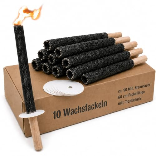 Wachsfackeln Brenndauer 90 min Fackeln für Umzüge Fackel … (10)