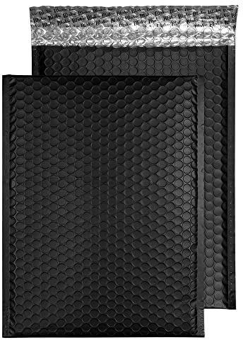 Blake Packaging - Jet Black Bubble Mailers 320 x 240 mm - Pack of 100 - Micron 70 - Peel and Seal Mailing Bags - Small Business Supplies - Black Padded Envelopes for Shipping (MTB324)
