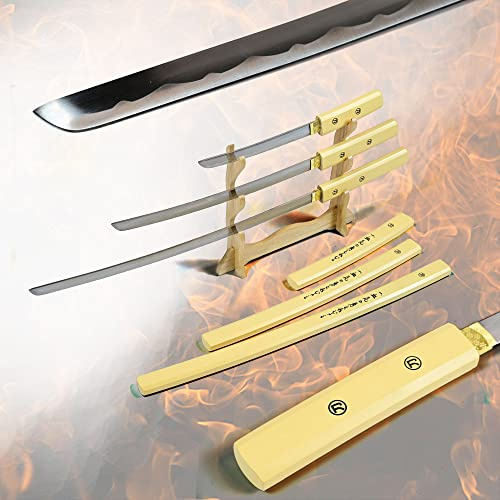 Swords and more Shirasaya Set, Daisho Katana, Wakizashi, Tanto Katana Schwert für Samurai Deko, Samuari Schwerter, inklusive Ständer, Für Ninja und Samurai Fans