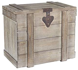 Household Essentials White Washed Rustic Decorative Wooden Trunk, Medium