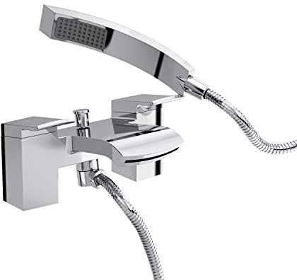 Bristan Descent Bathroom Taps, Square Chrome Bath Shower Mixer tap | DSC BSM C, Modern design, Matching bathroom sink taps available, Lifetime Cover