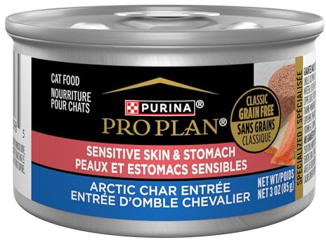 Purina Pro Plan Sensitive Skin and Stomach Cat Food Wet Pate, Sensitive Skin and Stomach Arctic Char Entree - (Pack of 24) 3 oz. Pull-Top Cans