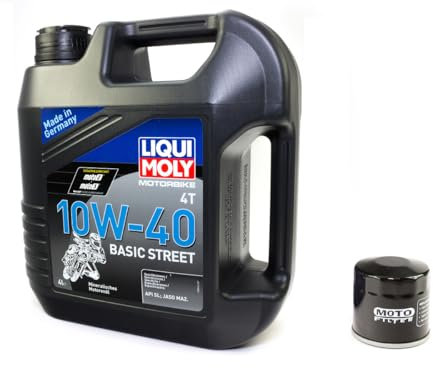 Motoröl Set mineralisch 10W40 4 Liter + Ölfilter SM134 für Arctic Cat H o n d a Kawasa ki S u z u k i Trium ph Yamaha Cat CB CB-1 CBF CBR FJS GL NT ST