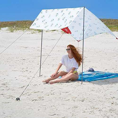 Red Suricata Teepee Sonnensegel Strand – Sonnenschutz Strand für 1–2 Personen, UPF50 Strandschirm mit 2 Aluminiumstangen & Querstange, 4 robuste Bodenanker-Schrauben – leichtes Sonnenzelt