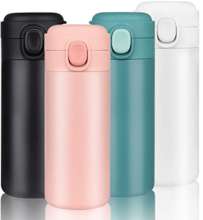 YINJAM 450ML Travel Mug Reusable Coffee Cup Insulated Thermal Mug Stainless Steel Leakproof Flask Tumbler for Hot Cold Drinks (Pink)